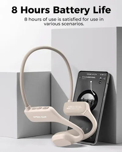 Miniatura 8 de UltraComfort Auriculares de conducción ósea de oreja abierta, auriculares inalámbricos Bluetooth 5.3, IPX5 impermeable, 8 horas de reproducción