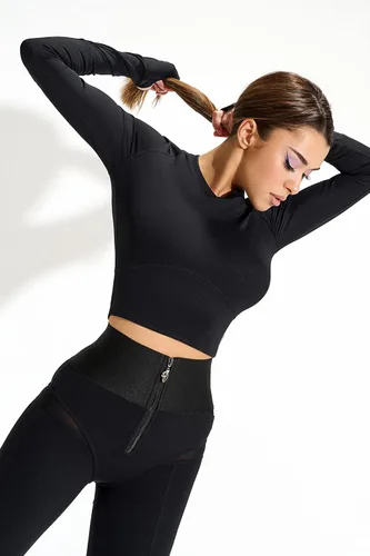 Miniatura 2 de Bona Fide Camisetas de compresión para mujer, camiseta corta de manga largacorta para mujer, diseñada para gimnasio, entrenamiento y correr