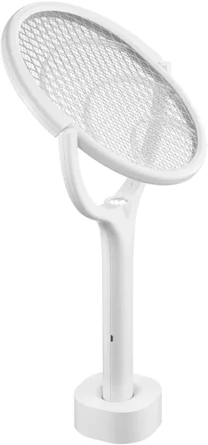 Miniatura 7 de Paquete de 2 raquetas eléctricas para matar insectos, mosquitos, mosquitos, avispas matamoscas USB tipo C recargable, cabezal giratorio