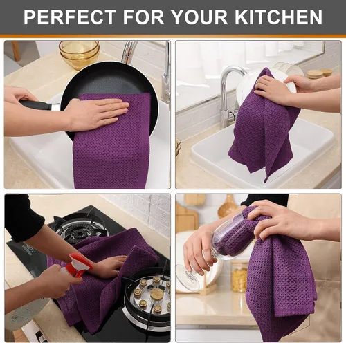Miniatura 66 de Kitinjoy - Paños de cocina de 100 % algodón, tela de tejido gofrado, paño de limpieza ultrasuave, absorbente y de secado rápido. Beige