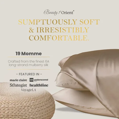 Miniatura 2 de Beauty of Orient. Funda de almohada 100 % de seda pura de morera para cabello y piel. 19 Momme ambos lados, cierre oculto. Funda de almohada
