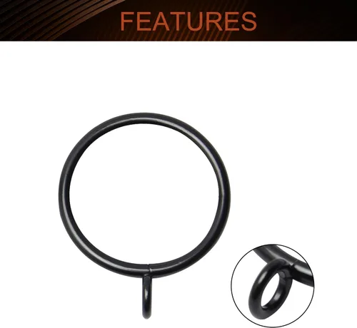 Miniatura 3 de MroMax Anillos de cortina con ojales, anillos de cortina negros de metal de 1-1/2 pulgadas de diámetro interior de 1.496 in de diámetro, anillos