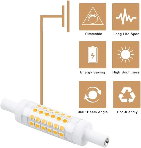 Miniatura 5 de Bonlux Bombilla LED R7S regulable de 3.071 in - Reflector LED J78 T3 R7S de doble extremo - 5 W (equivalente a bombilla halógena de 45 W) blanco