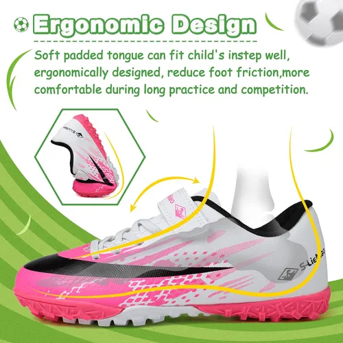 Miniatura 3 de CBUSTER Zapatos de fútbol para niños y niñas, zapatos deportivos para interiores y exteriores