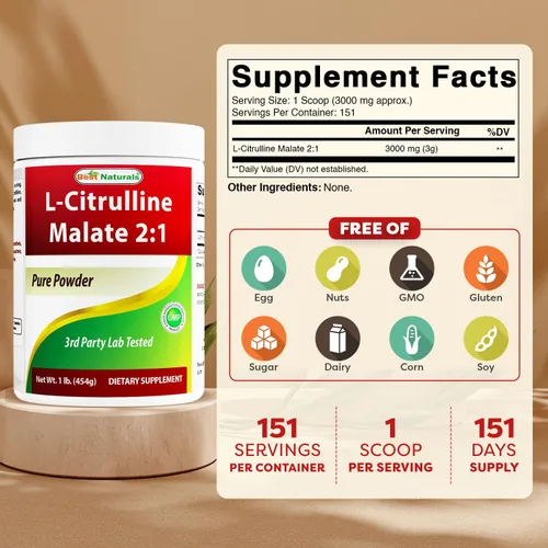 Miniatura 2 de Best Naturals L-Citrulina Malato 2:1 Polvo 1 Lb