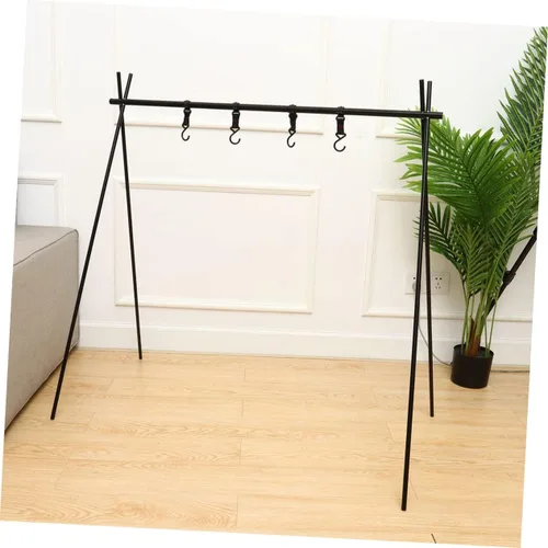 Miniatura 7 de BESPORTBLE Juego de camping plegable para lavandería, colgador de ropa, trípode para acampar al aire libre, soporte de aleación de aluminio