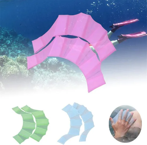 Miniatura 3 de DDN FO - 3 pares de aletas de natación unisex tipo rana, fajas de silicona, aletas de mano, aletas de palma, guantes de palma, remo para deportes