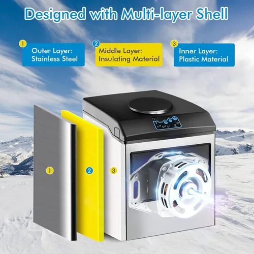 Miniatura 5 de PETSITE Dispensador de agua 2 en 1 para máquina de hielo, máquina electrónica portátil con dispensador de enfriador de agua, 48 libras/día, cubo