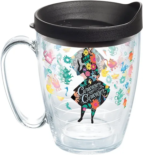 Disney Alice Curiouser - Taza de café de 16 onzas con tapa