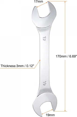 Miniatura 2 de uxcell Llave fina de extremo abierto, 0.669 in x 0.748 in, espejo métrico, acero de alto carbono, para mantenimiento doméstico y reparaciones