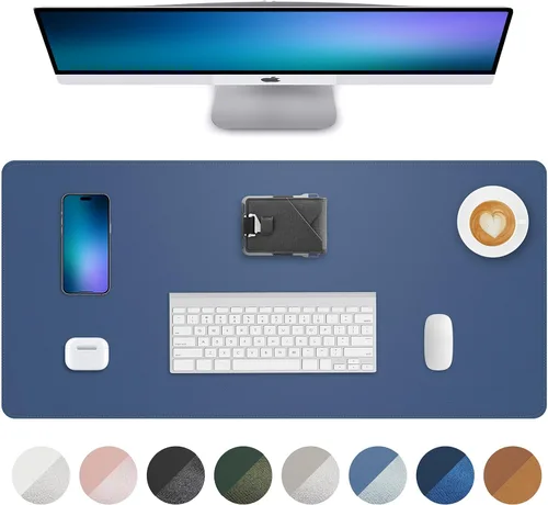 Miniatura 13 de Tapete protector para escritorio y mouse, antideslizante, de piel sintética, tapete impermeable de escritura para laptop, para oficina y hogar