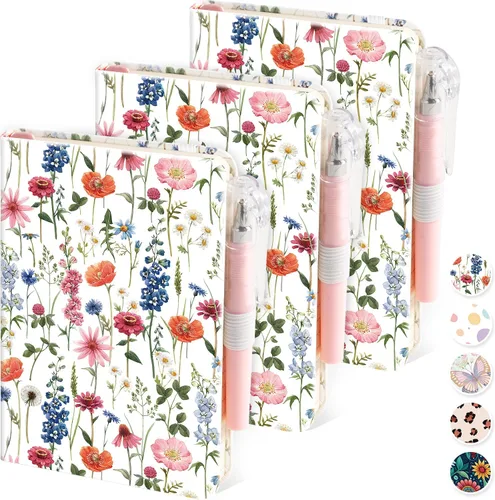 Miniatura 10 de Paquete de 3 cuadernos rayados con bolígrafo, cuadernos A5 (5.7 x 8.4 pulgadas) de tapa dura de cuero para mujeres y hombres, trabajo, 160 páginas