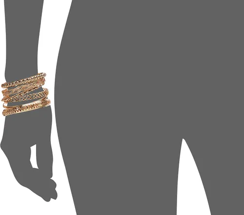 Miniatura 4 de GUESS - Conjunto de 6 pulseras texturizadas para mujer, metal común, Oro, 294011-21