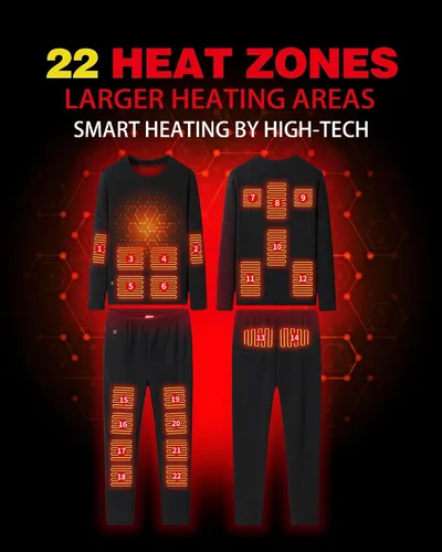 Miniatura 2 de Conjunto de ropa interior térmica eléctrica para mujer, 22 zonas de calefacción, calefacción eléctrica con USB, equipo de caza de invierno