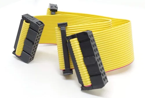 Miniatura 12 de Paquete de 5 conectores hembra IDC 2x10 20P 0.100 in 4.7 in 4 pulgadas, cable de cinta plano amarillo, filas dobles 20 pines paso FC F/F