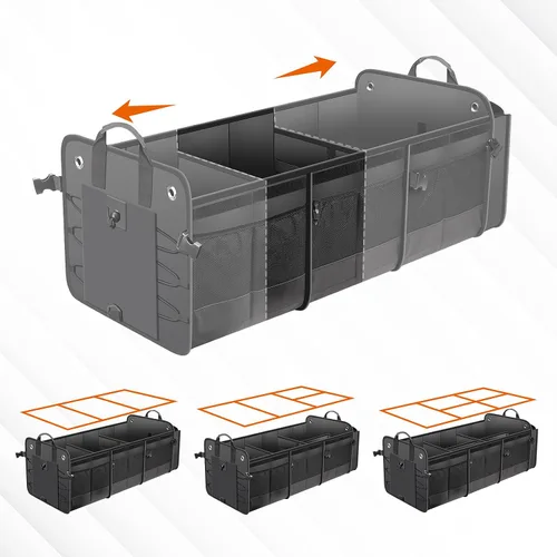 Miniatura 2 de Organizador de maletero de coche con tapa y bolsa enfriadora a prueba de fugas removible, cubierta plegable, organizadores grandes de maletero