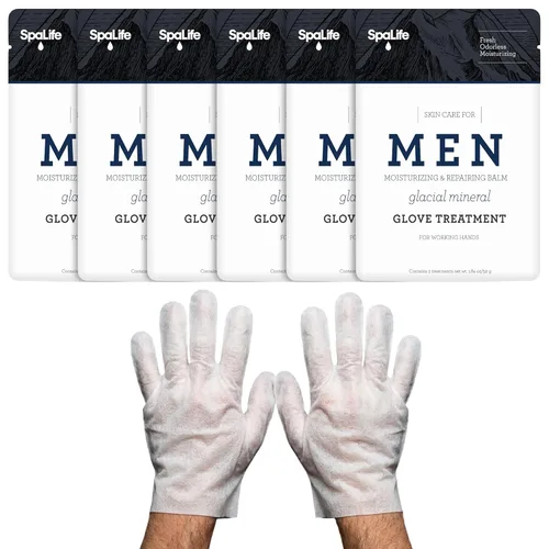 SpaLife Bálsamo hidratante y reparador mineral glacial para hombres para la mano trabajadora (guantes de mano, paquete de 6)