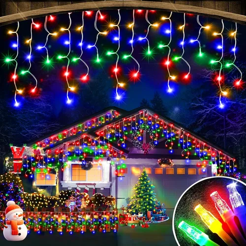 Miniatura 16 de FLVOECN 480 luces LED de Navidad de 49 pies, enchufables, 8 modos con temporizador, luces de hielo regulables, para exteriores, impermeables