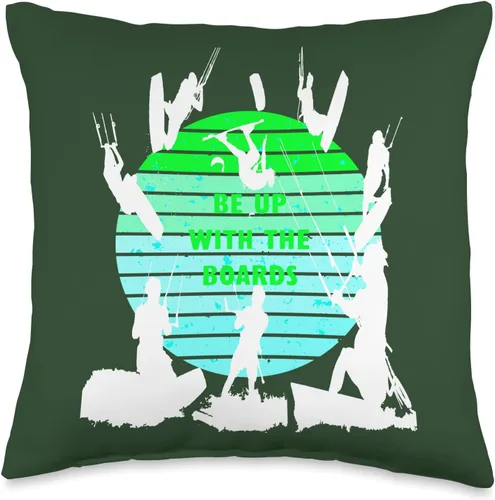 Miniatura 5 de Kitesurf Gifts and Surf Lover Tees by taiche Kitesurfers Be Up with The Boards Retro Style 11 - Almohada de 18 x 18 pulgadas, multicolor