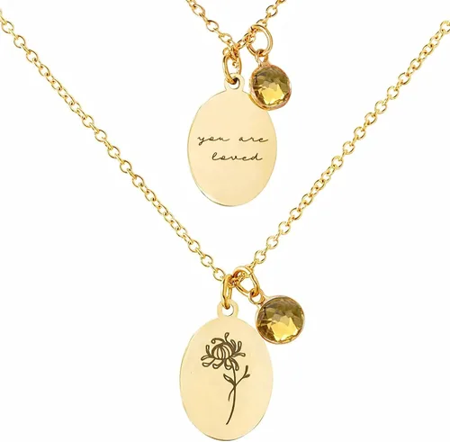 Miniatura 12 de Collar de flores de nacimiento, collar de piedra natal de diciembre, collar con dije para mamá, regalos de cumpleaños, cadena de oro, delicado