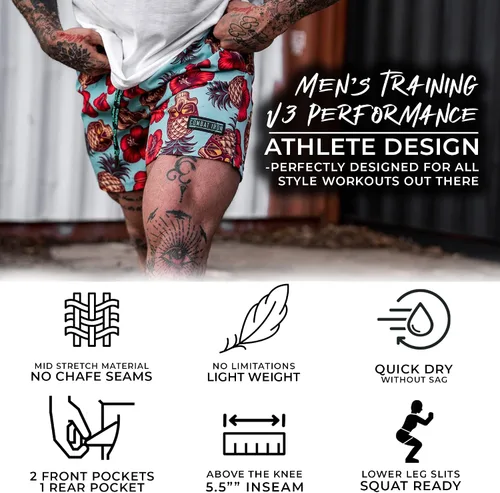 Miniatura 2 de Mens Performance Training Shorts 5.5 Inseam - Moisture Wicking 4-Way Stretch Fabric