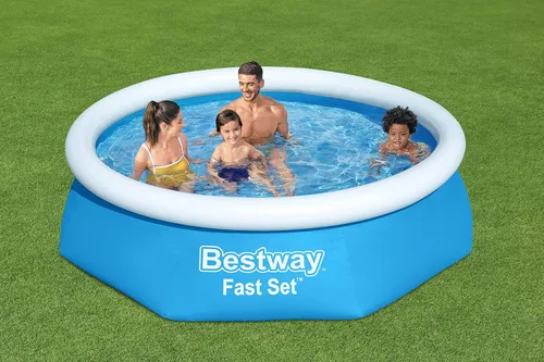 Miniatura 3 de Bestway Kit de piscina inflable redonda de juego rápido (8 x 24 pulgadas) Incluye bomba de filtro de 330 galones