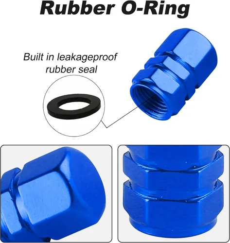 Miniatura 3 de alpmosn Tapones de Vástago de Válvula de Neumático de Aluminio, Cubiertas de Válvula de Rueda, Tapa de Neumático a Prueba de Polvo, Accesorios Azul