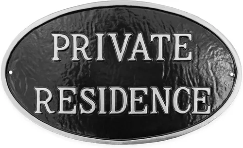 Miniatura 18 de Montague Metal Products Letrero de residencia privada – Placa de metal ovalada blanca y negra con estaca para césped, 8.5 x 13 pulgadas, letrero