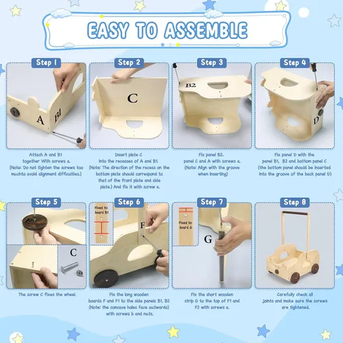 Miniatura 6 de Cesta de madera para baby shower con ruedas de diseño de oso, caja de almacenamiento personalizada con asa, cesta grande de regalo para recién