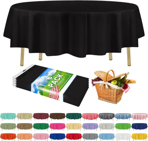Miniatura 34 de Zimpleware - Mantel redondo de plástico para fiestas de 213 cm (84 pulgadas) de diámetro (paquete de 1, 6 y 12 unidades)