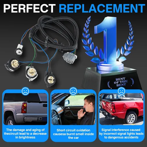 Miniatura 2 de Kit de Arnés de Cableado Directo de Luz Trasera del Lado Izquierdo del Conductor Compatible con Chevy Silverado 1500 1500HD 2500HD 3500 2003-2007