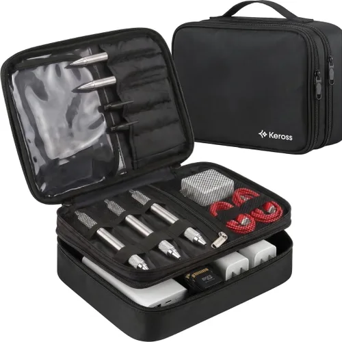 Keross Bolsa organizadora de cables para viajes con divisores extraíbles, estuche organizador de electrónica para cargadores, cables, baterías