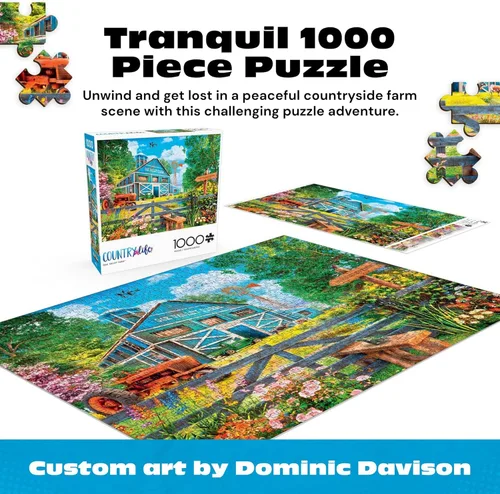 Miniatura 2 de Buffalo Games Dominic Davison Oak Valley Farm - Rompecabezas de 1000 piezas, colección Country Life, 26.75 x 19.75 pulgadas, rompecabezas