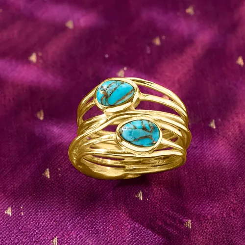 Miniatura 5 de Ross-Simons Anillo de carretera con piedras preciosas en oro de 18 quilates sobre plata esterlina