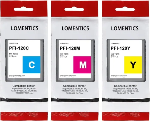 PFI120 Depósito de tinta de 4.4 fl oz (paquete de 3 unidades, cian, magenta, amarillo) Lometic compatible con PFI120C PFI120M PFI120Y Reemplazo para