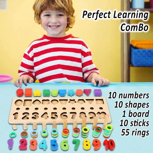 Miniatura 4 de CozyBomB Montessori - Juguetes educativos de madera para niños pequeños, rompecabezas de números, clasificador, apilador, apilador, juego de Arcoír