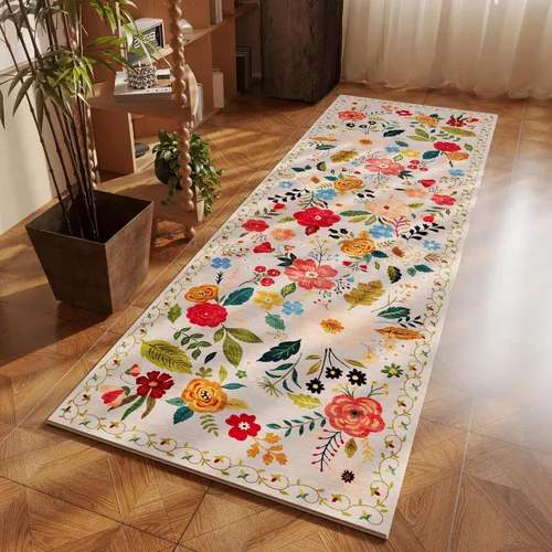 Miniatura 6 de Rugcomf Alfombra Pasillera para Pasillos Alfombra de Cocina Antideslizante 2'6''x8' Alfombras Lavables con Respaldo de Goma Alfombra Pasillera Beige