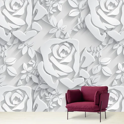 Miniatura 26 de NWT Calcomanía removible de pared/mural blanco pastel azul margarita, naturaleza, desierto, arte digital, arte moderno, decorativo, floral