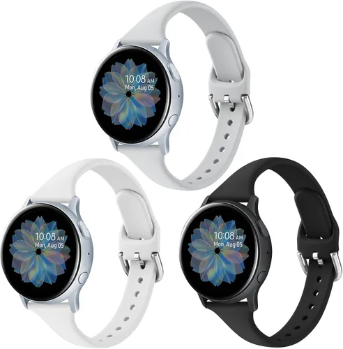 Miniatura 10 de Paquete de 3 correas deportivas delgadas para Samsung Galaxy Watch Active 2/Samsung Galaxy Active Watch de 1.575 pulgadas, 1.732 pulgadas, correas