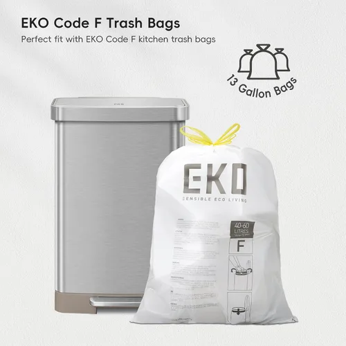 Miniatura 9 de EKO Hudson - Bote de basura de acero inoxidable mate de 50 litros/13.2 galones con compartimento de almacenamiento trasero