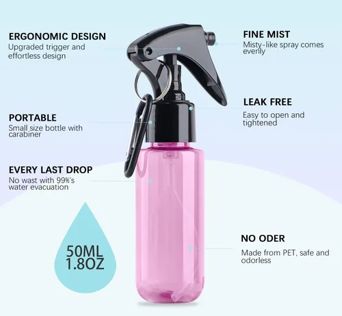Miniatura 3 de TANSHINE Botella de spray pequeña de 1.7 fl oz, botellas de espray de agua de tamaño de viaje, botella de spray portátil desinfectante de manos