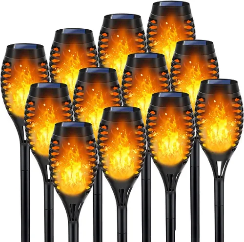 Miniatura 8 de Luces Solares para Exteriores, Paquete de 6 Luces Antorcha Solar con Llama Parpadeante, Luces de Navidad Impermeables para Decoración de Navidad