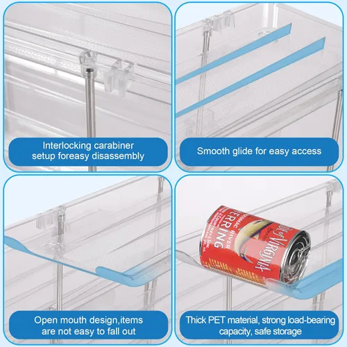 Miniatura 5 de cjc Organizador de latas para despensa, 3 juegos de 3 niveles organizador de latas para refrigerador, organizadores automáticos transparentes