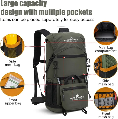 Miniatura 4 de Bseash Mochila de senderismo ligera de 30 L, bolsa de viaje impermeable para deportes al aire libre, mochila para ciclismo, escalada, esquí