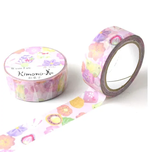 Miniatura 2 de Kamiiso Cinta Washi Wagashi de postre japonés, 0.591 in, kimono para álbumes de recortes, álbum de fotos DIY