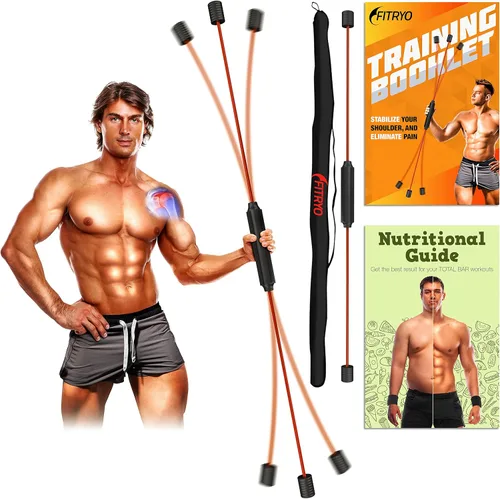 Barra total, barra de ejercicios, barra de entrenamiento y equipo de rehabilitación, incluye estuche portátil, folleto de nutrición y folleto de