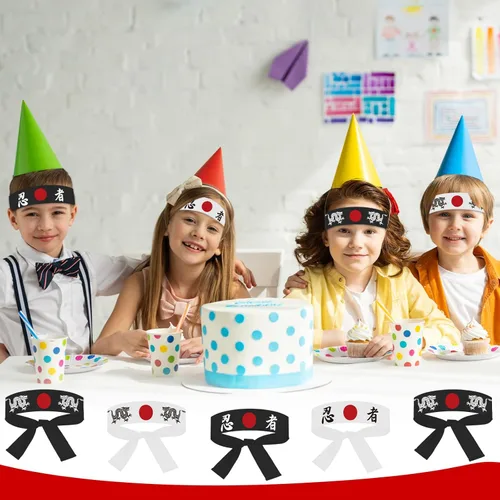 Miniatura 5 de ZOIIWA 24 diademas japonesas de karate japonés para sushi chef, bandana para karate, deportes, cocina, suministros para fiestas de cumpleaños