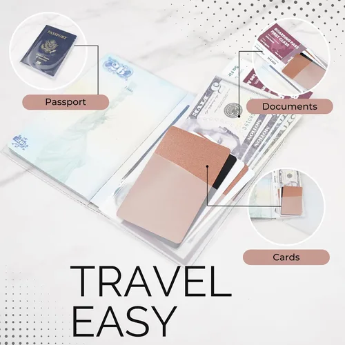 Miniatura 2 de Funda transparente para pasaporte (paquete de 6) – Protector de pasaporte con ranuras para tarjetas y boletos, soporte de plástico impermeable