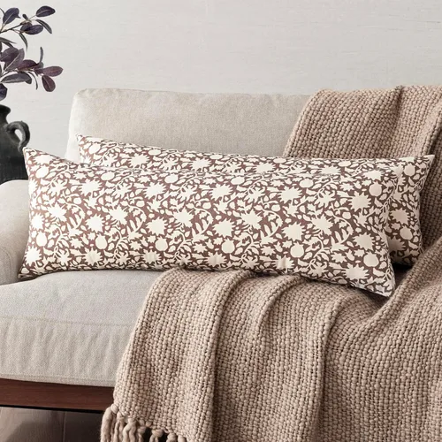 Miniatura 9 de Foindtower - Juego de 2 fundas de almohada decorativas con flores neutras estilo farmhouse, fundas de almohada boho para sofá, sofá cama