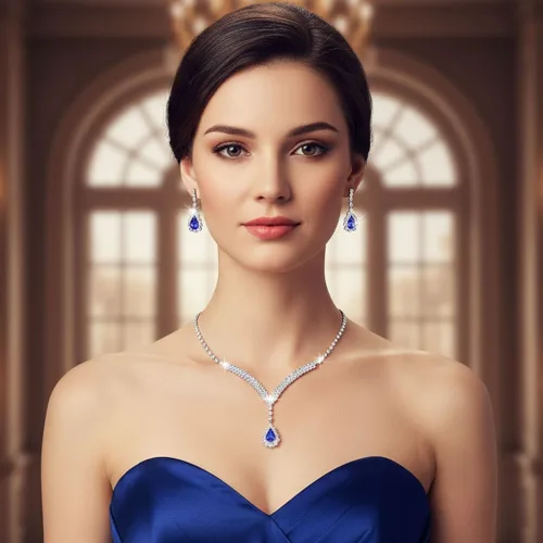 Miniatura 5 de EARENT Conjunto de joyas azul real collares de boda para mujer